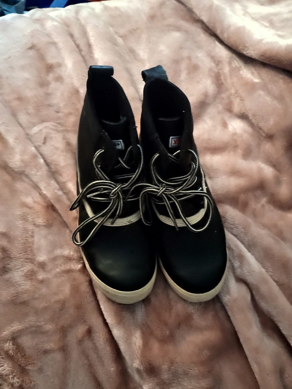 Women's Black High-Top Lace-Up Sneakers with Cream Sole